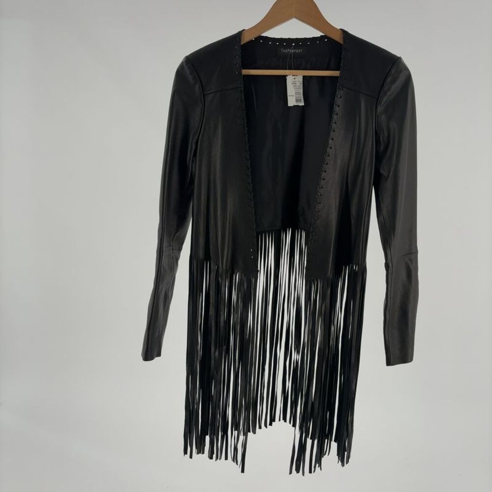 THEPERFEXT Fringe Leather Jacket